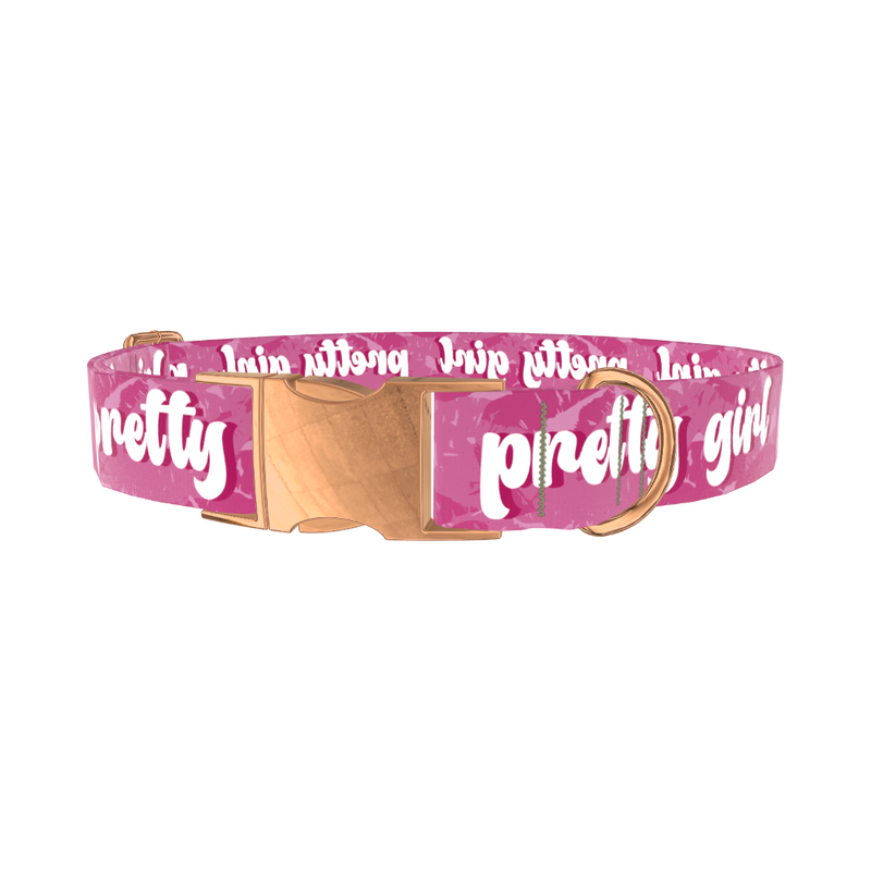 Lip Print Dog Collar - metal rose gold