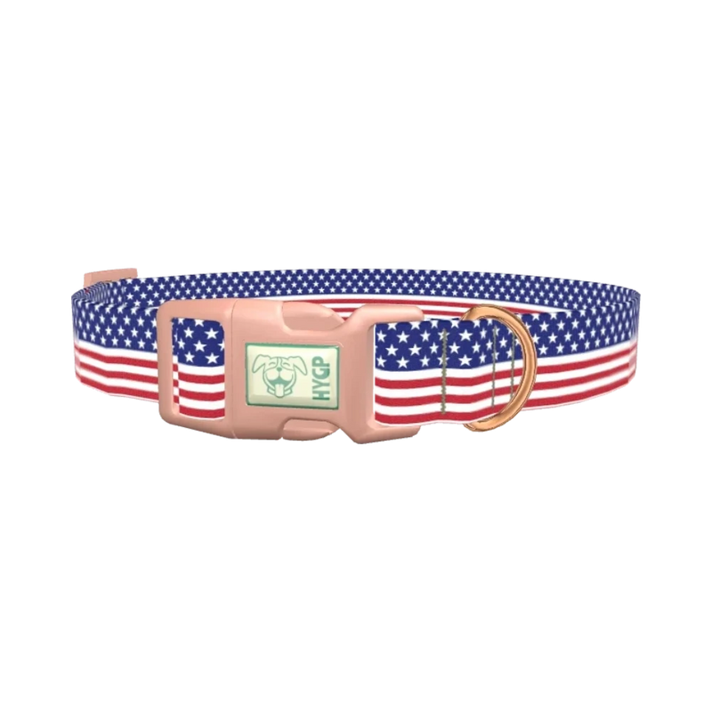 Patriotic Stars Dog Collar - plastic rose gold