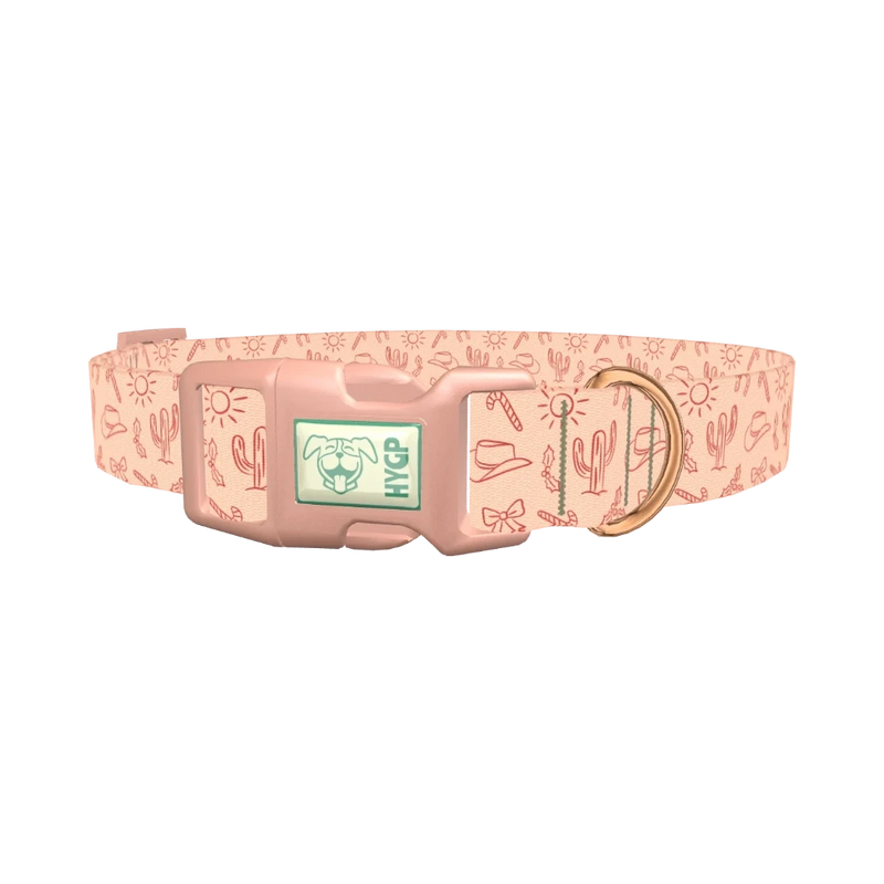 Holiday Western Cactus Dog Collar - plastic rose gold