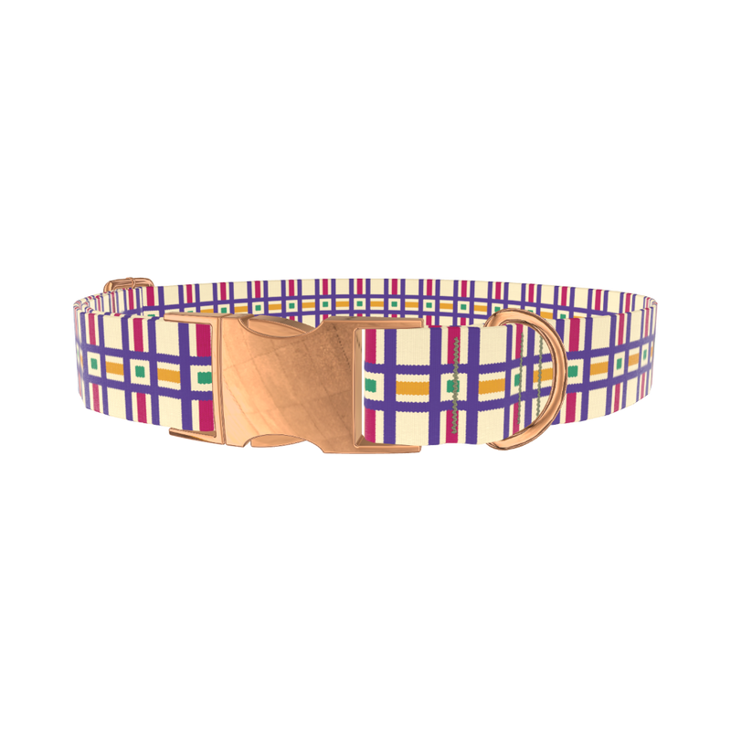 Geometric Grid Dog Collar - metal silver