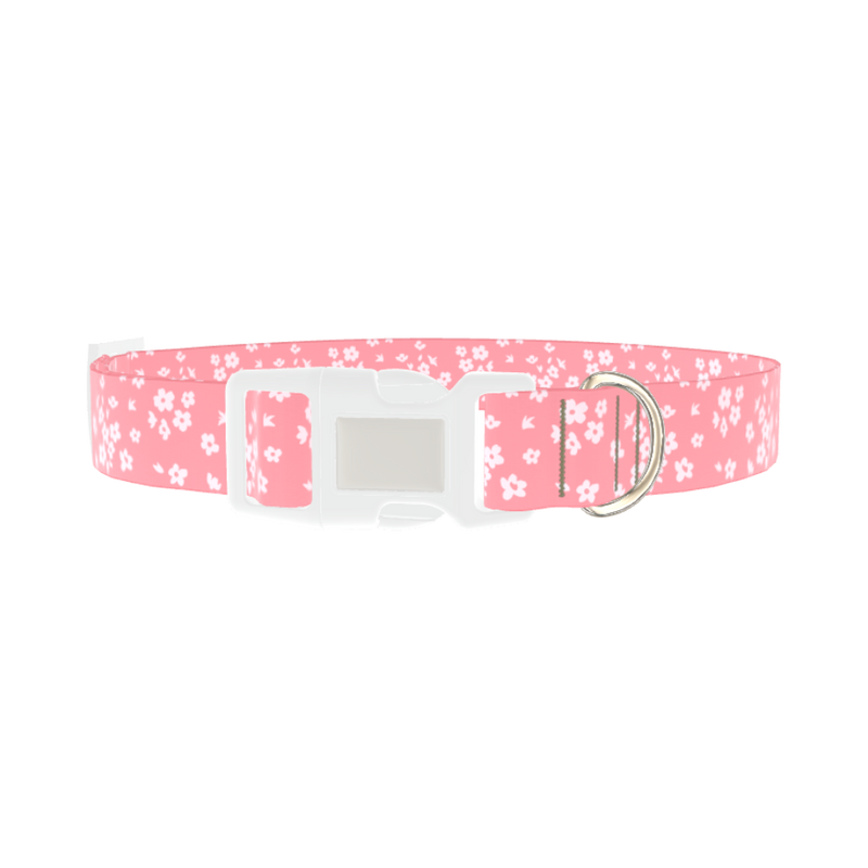Floral Blossom Dog Collar - plastic silver