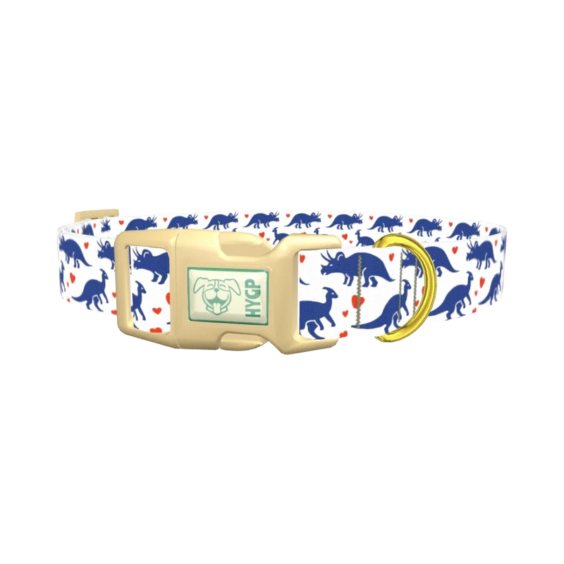 Dinosaur Heart Dog Collar - plastic gold