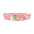 Pink Snowflake Pattern Dog Collar - metal silver