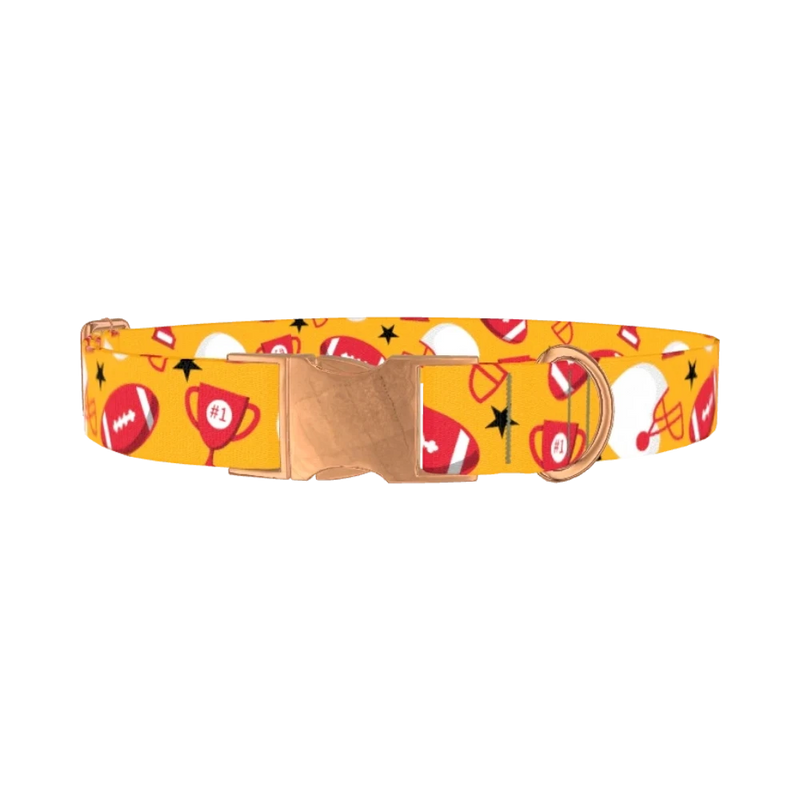 Football Trophy Dog Collar - metal rose gold