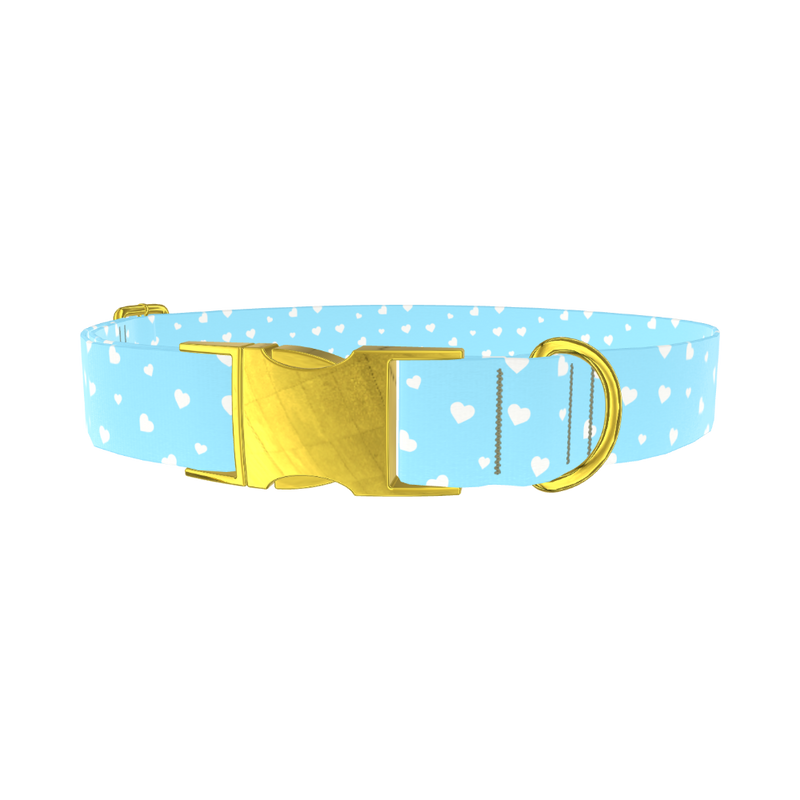 White Heart Pattern Dog Collar - metal rose gold