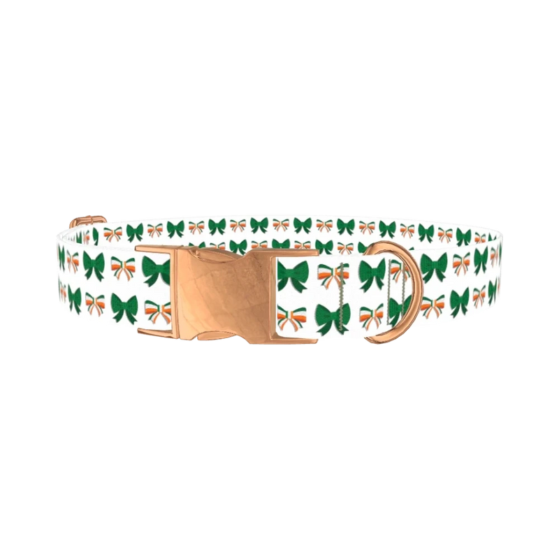 Irish Bow Pattern Dog Collar - metal rose gold