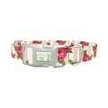 Striped Rose Pattern Dog Collar - plastic silver