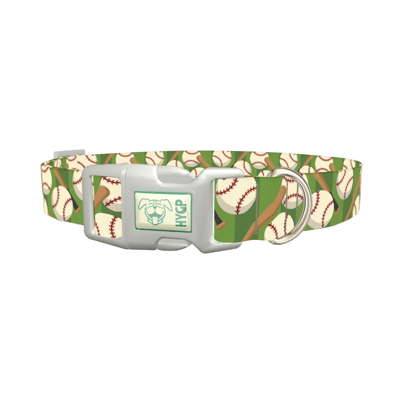 Baseball Pattern Dog Collar - plastic silver