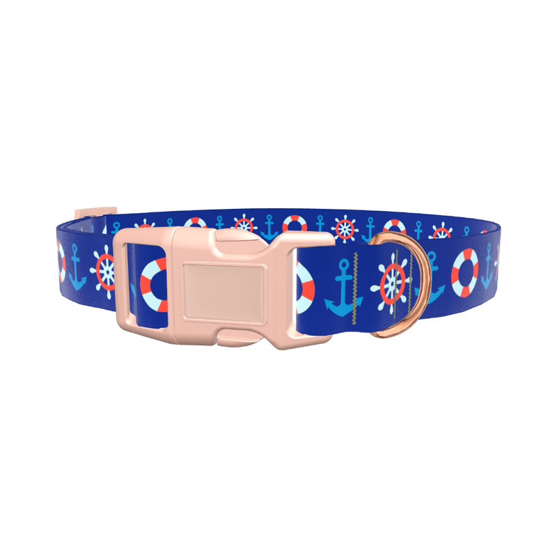 Nautical Lifebuoy Dog Collar - plastic gold