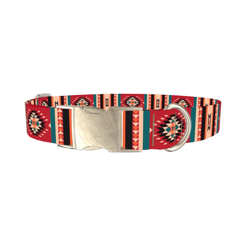 Tribal Geometric Dog Collar - metal silver