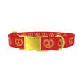 Red Pretzel Dog Collar - metal gold