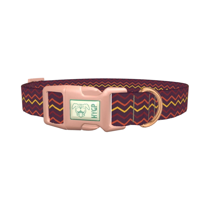 Multicolor Zigzag Dog Collar - plastic rose gold