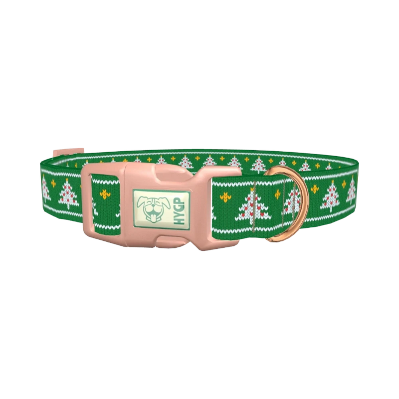 Christmas Knitted Tree Dog Collar - plastic rose gold