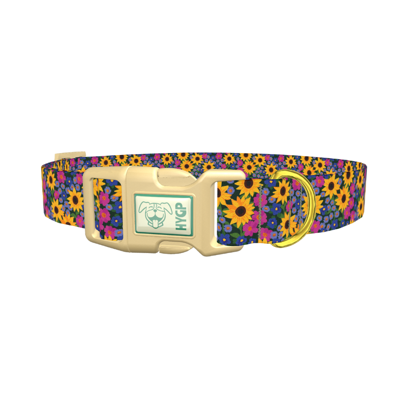 Floral Sunflower Dog Collar - plastic gold