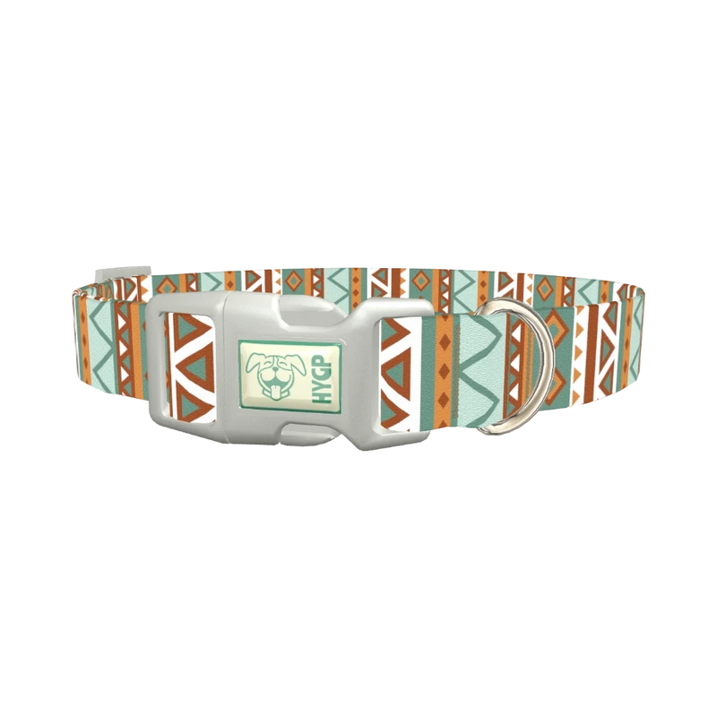 Abstract Tribal Stripe Dog Collar - plastic silver