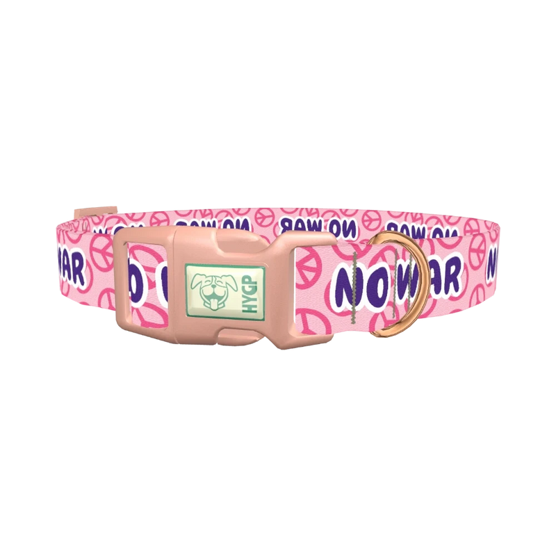 Peace Symbol Pink Dog Collar - plastic rose gold