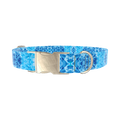 Blue Tie-Dye Swirl Dog Collar - metal gold