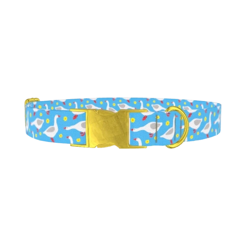 Goose Floral Dog Collar - metal gold