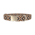 Brown Geometric Tribal Dog Collar - metal silver