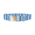 Blue Hexagonal Stripe Dog Collar - metal silver