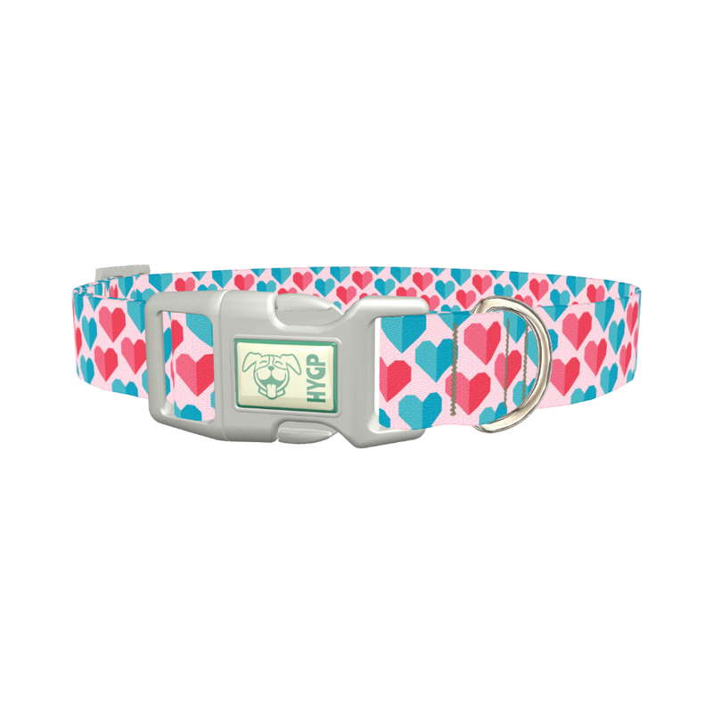 Geometric Colorful Heart Dog Collar - plastic silver