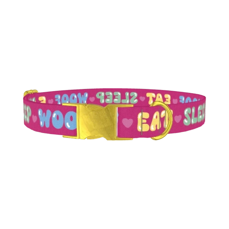 Colorful Text Heart Dog Collar - metal gold