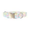 Abstract Pastel Dog Collar - metal silver
