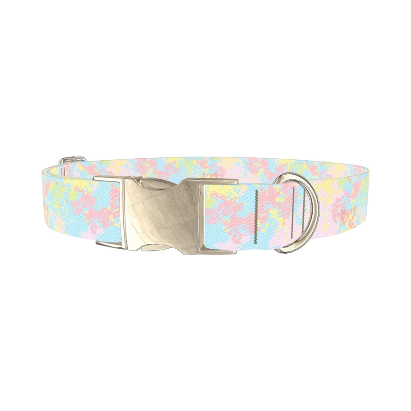 Abstract Pastel Dog Collar - metal silver