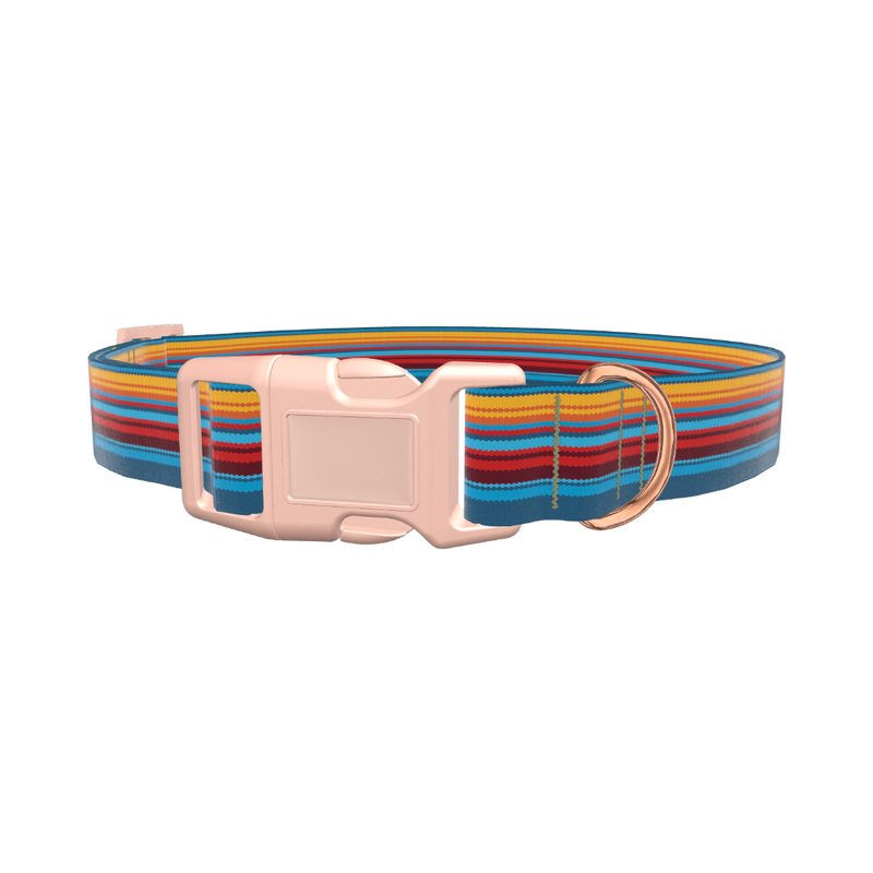 Colorful Geometric Stripe Dog Collar - plastic gold
