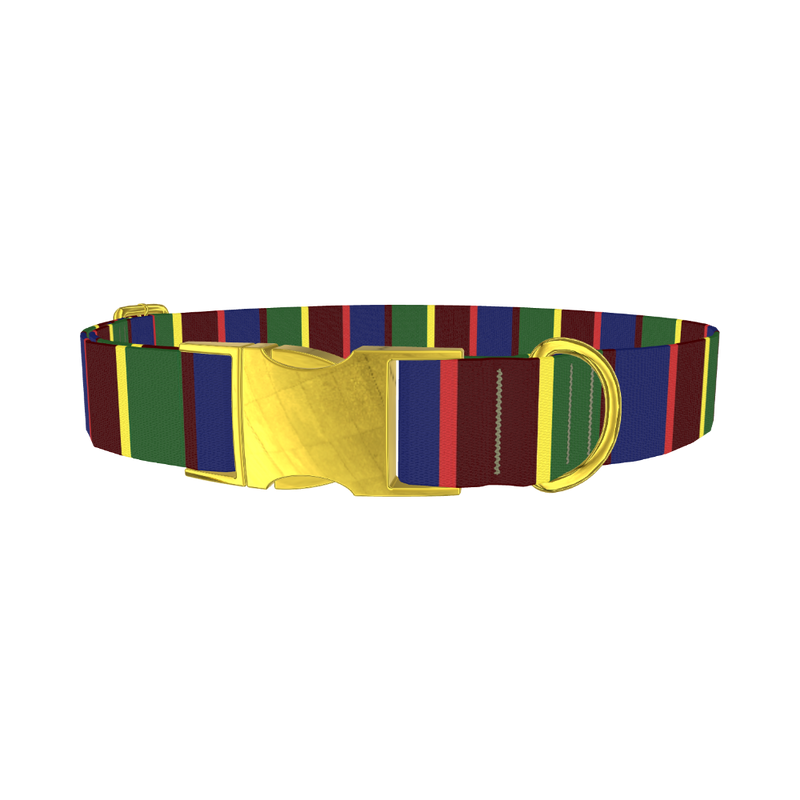 Striped Pattern Dog Collar - metal gold
