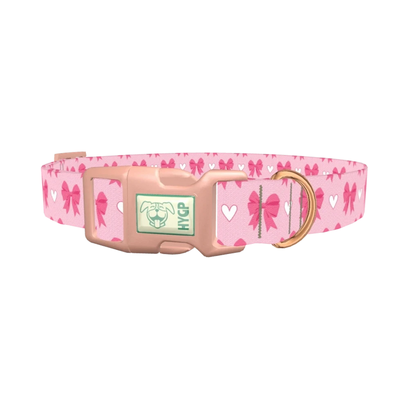 Bow Heart Dog Collar - plastic rose gold
