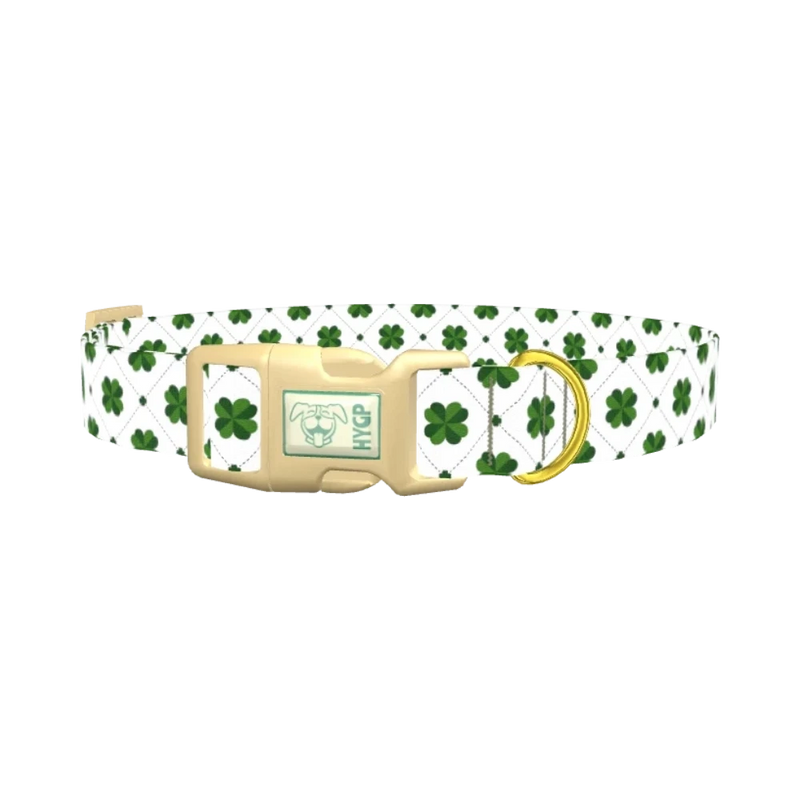 Dotted Clover Dog Collar - plastic gold