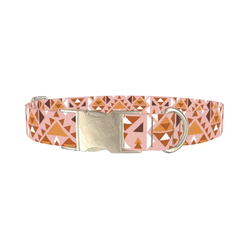 Tribal Triangle Dog Collar - metal silver