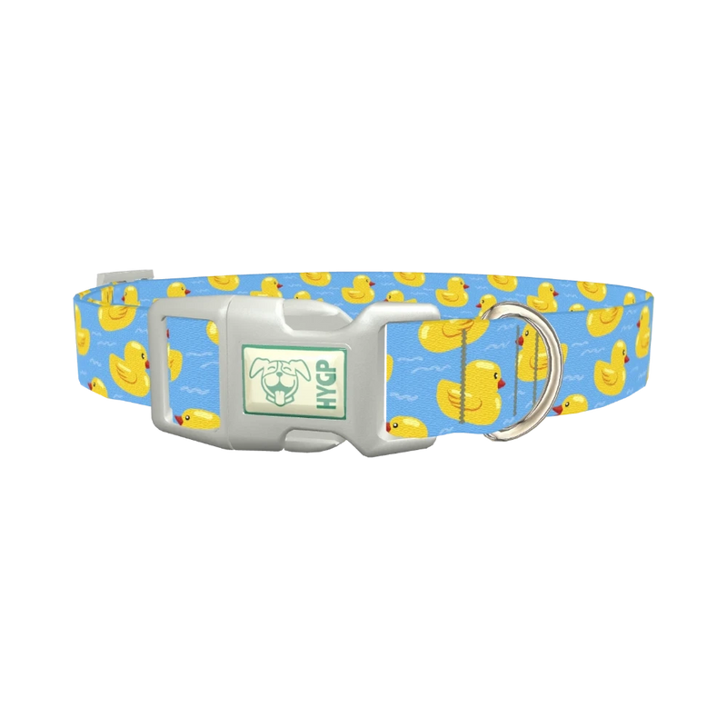 Yellow Duck Dog Collar - plastic silver