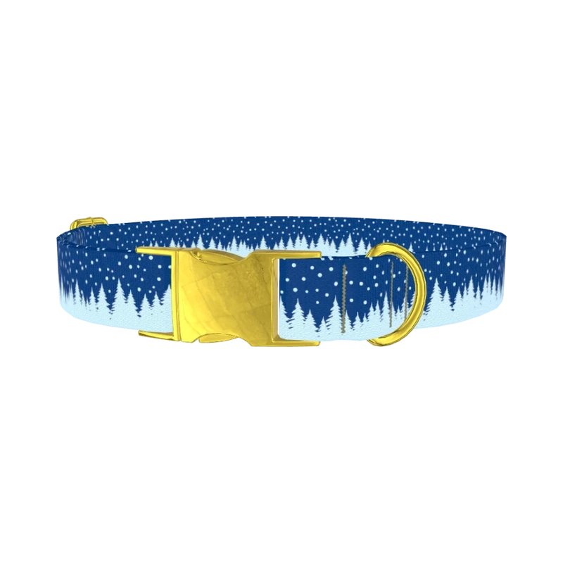 Christmas Forest Dog Collar - metal gold
