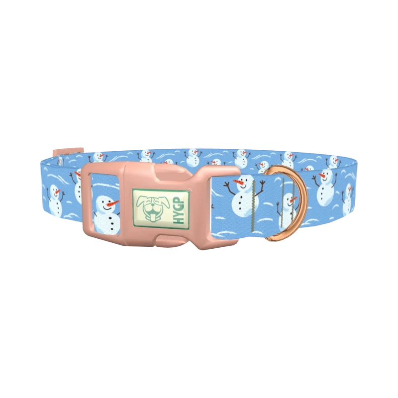 Christmas Snowman Dog Collar - plastic rose gold