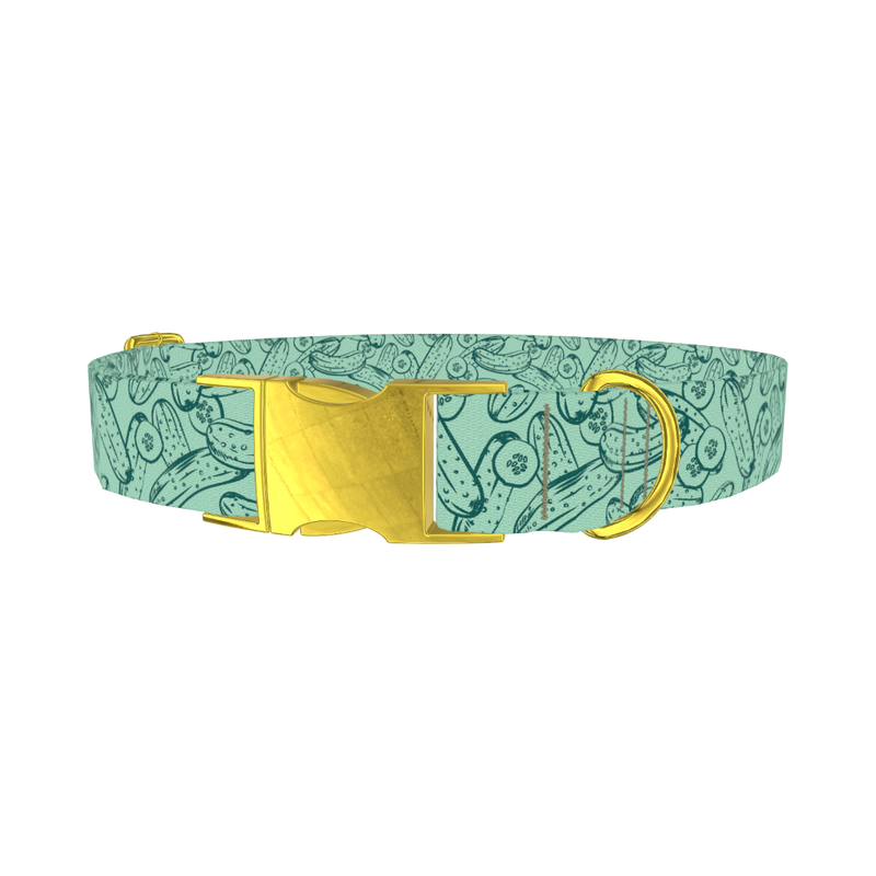 Cucumber Pattern Dog Collar - metal gold