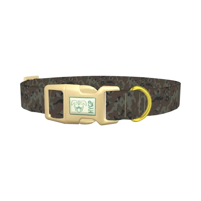 Brown Green Camo Dog Collar - plastic gold