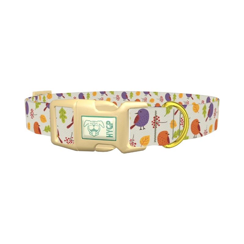 Autumn Bird Dog Collar - plastic gold
