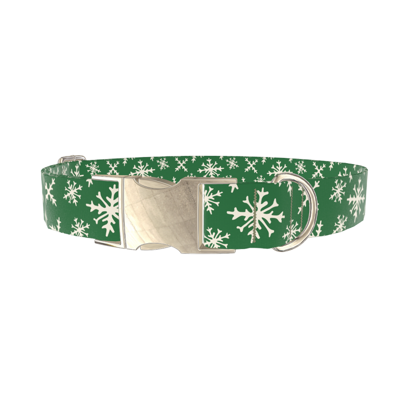 Snowflake Pattern Dog Collar - metal silver