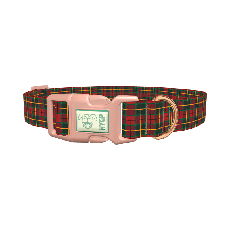 Cross Plaid Dog Collar - plastic rose gold