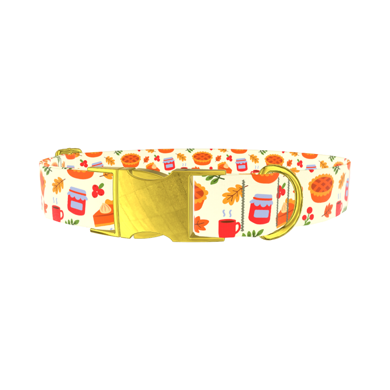 Thanksgiving Pie Dog Collar - metal rose gold