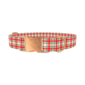Red Green Checkered Dog Collar - metal rose gold