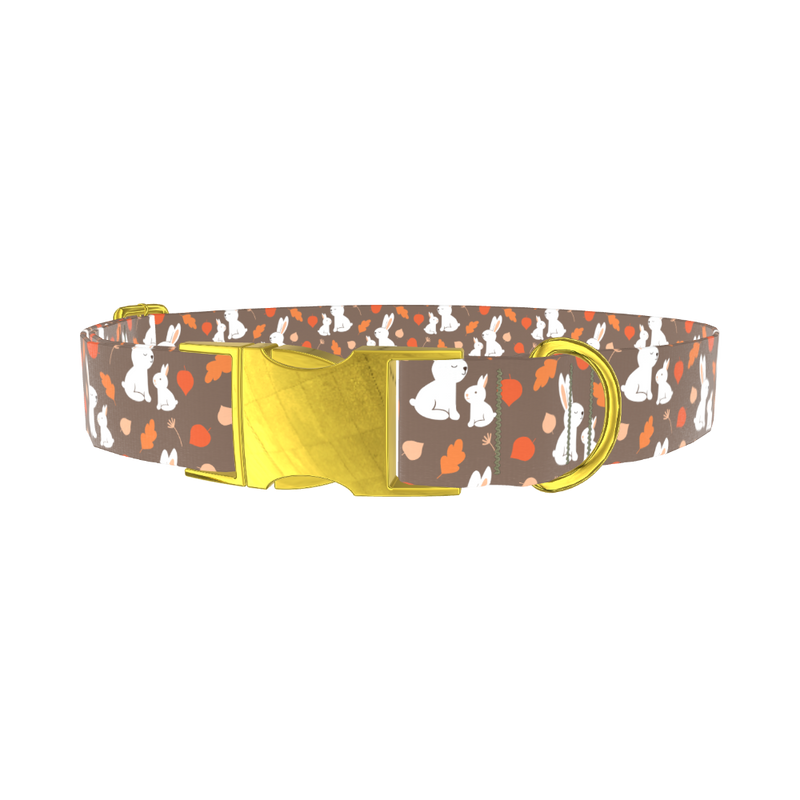 Autumn Bunny Dog Collar - metal gold