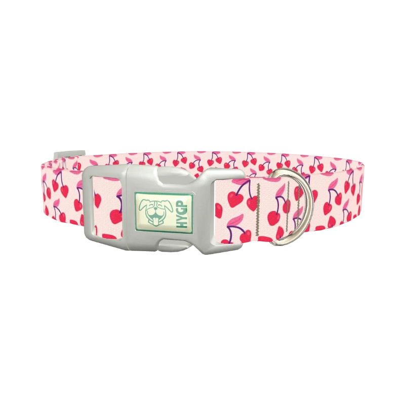 Heart Cherry Dog Collar - plastic silver