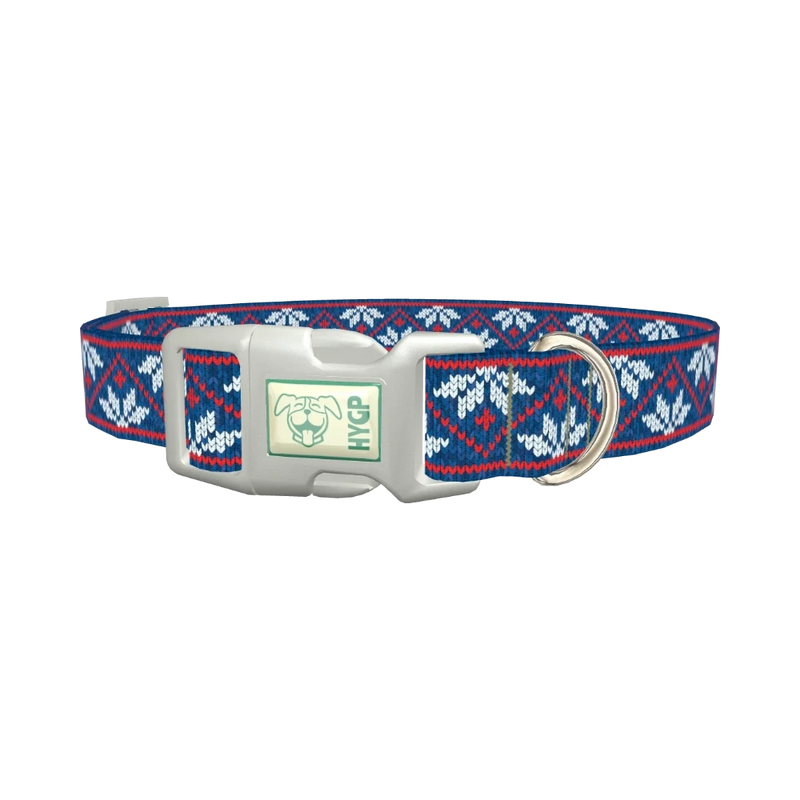 Christmas Knitted Stars Dog Collar - plastic silver