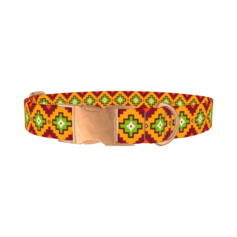 Colorful Tribal Diamond Dog Collar - metal rose gold