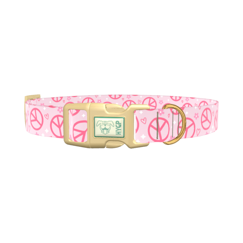 Peace Flower Dog Collar - plastic silver