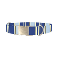 Navy Stripes Dog Collar - metal silver