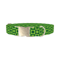 Checkered Clover Dog Collar - metal silver